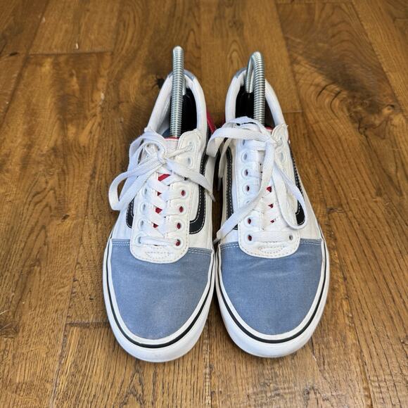 VANS Ward Shoes Men's 6.5 Womens 8 White Blue Red Old Skool Skate Sneakers - Picture 4 of 6